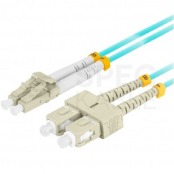Patchcord światłowodowy MM LC/UPC-SC/UPC duplex 3mm OM3 aqua 2m LANBERG