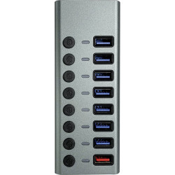 Maxtrack CH11L USB 3.0 hub with 8 ports silver-grey individually connectable