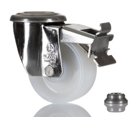 Koło samonastawne średnica kabla 80mm Otwór na śrubę LAG 150kg wysokość całkowita 106mm