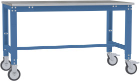 Manuflex AU7354.5007 Stół ROBOCZY UNIWERSALNY, mobilny, z blachą z blachy, szer. X gł. X wys. = 1500 x 800 x 752-972 mm