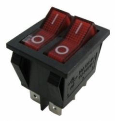 Przełącznik kołyskowy podwójny czerwony (12V)