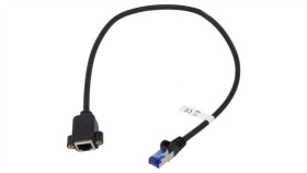 Goobay-65641 Przedłużacz Rj45 S/Ftp 6A Linka Cu Lszh Czarny 0,5M 27Awg