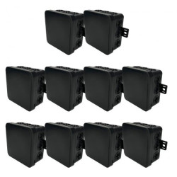 Puszka hermetyczna natynkowa elastyczna 100x100x41mm 12-wlotowa, zamknięcie na klik IP54 czarna EDO 10szt