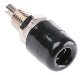 Gniazdo bananowe Żeński Połączenie lutowane typ Gniazdo bananowe Czarny 32A Schutzinger rozmiar 4 mm