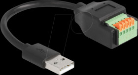 66061 USB 2.0 cable, A male to terminal block with push button, 15 cm