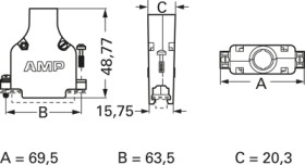 D-Sub connector housing, size: 4 (DC), straight 180°, cable Ø 10.8 mm, zinc die casting, silver, 5745174-4