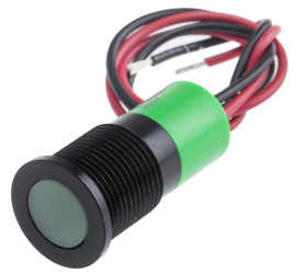Lampka kontrolna do montażu panelowego 6 → 36V dc, zielona 14mm LED Końcówka lutownicza RS PRO