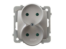 KARO Gniazdo podwójne bez uziemienia do ramki z przesłonami IP-20 zaciski gwintowe srebrny perłowy GP-2SRP/m/43 OSPEL