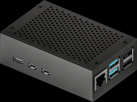 RB-ALUCASEP5-01B Housing for Raspberry Pi 5, aluminum, black, incl. ventilation