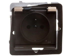 SONATA Gniazdo bryzgoszczelne z/u IP44 klapka przezroczysta szampański złoty GPH-1RZ/m/39/d