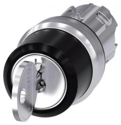 PRZEŁĄCZNIK Z KLUCZEM RONIS, 22MM, OKRĄGŁY, METAL, BŁYSZCZĄCY, NR ZAMKA SB30, Z 2 KLUCZAMI, 3 POZ. I-O-II, BEZ3SU1050-4BL01-0AA0