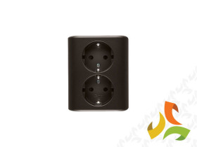 SIMON 54 Gniazdo podwójne z uziemieniem schuko z przesłonami torów prądowych wersja skandynawska szybkozłącza brąz mat EGSZ2SPZ/