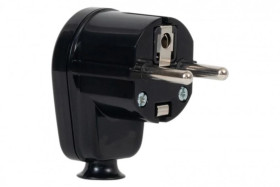 Wtyczka kątowa z uziemieniem WT16U czarna