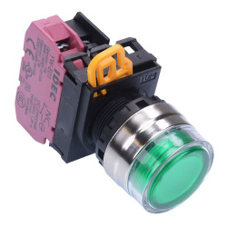 YW4L-AF2E01Q4G Green 24V illuminated 22mm Metal Bezel Maintained Shrouded Push Button Switch NC IP65 IDEC