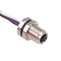 4 Way M5 Prewired Female Rear Mounting Receptacle Circular Connector IP67 1A 60V