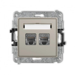 MINI Mechanizm gniazda komputerowego podwójnego 2xRJ45, kat. 6, ekranowany, 8-stykowy taupe 60MGK-6
