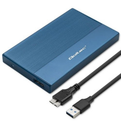 Qoltec Aluminiowa Obudowa Kieszeń na dysk SSD HDD 2.5 SATA USB 3.0 Super speed 5Gb/s 2TB Niebieski