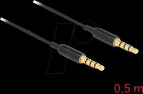 66075 Cable 3.5 mm 4-Pin Jack Plug > Socket, Ultra Slim, 0.5 m