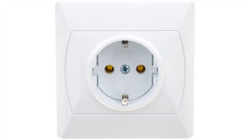 Akcent Gniazdo Pojedyncze Z/U Schuko Białe Gp-1As/00