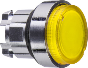 Pushbutton, for universal LED, illuminable, waistband round, yellow, front ring light gray, mounting Ø 22 mm, ZB4BW183