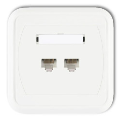 LIZA Gniazdo komputerowe podwójne 2xRJ45, kat. 5e, 8-stykowe biały GLK-2