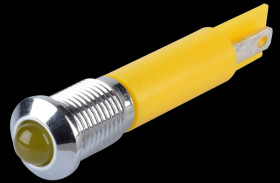 Q8P1CXXY12E Indicator LED, 12 V DC, 8 mm, FASTON, yellow/BrC