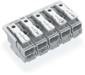 Luminaire connection terminal, 5 pole, 0.5-2.5 mm², white, push-in wire connection, 24 A, 294-8095/5025-000