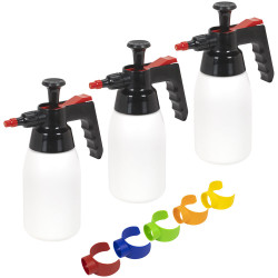 Sealey SCSGCOMBO Premium Pressure Solvent Sprayers &amp; Colour-Coded Caps Combo 1L