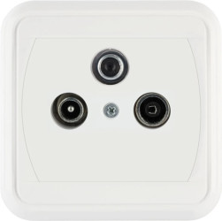 LIZA Gniazdo antenowe RTV-SAT przelotowe 10dB biały GAS-1LP