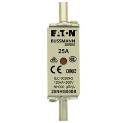 Eaton 25NHG000B NH fuse 25A 500V blown fuse indicator 3 pcs low loss