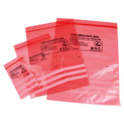 Antistat 003-0013 Pink ESD Ziplock Bag 300 Gauge 8x12&quot; 203 x 305mm PK 100