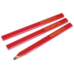 Faithfull FAICPR Carpenter&#x27;s Pencils - Red / Medium (Pack 3)