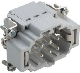 Pin contact insert, H-B 6, 6 pole, push-in, with PE contact, 44423200