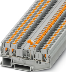 Knife disconnect terminal, push-in connection, 0.34-4.0 mm², 3 pole, 16 A, 6 kV, gray, 3210170