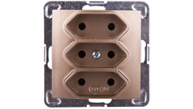 Impresja Gniazdo Potrójne B/U 2,5A Euro Złoty Metalik Gp-3Y/M/28