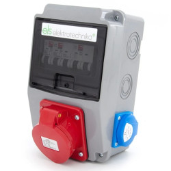 Rozdzielnica budowlana 32A/4P + 2*GS 230V + zabezpieczenia, obudowa naścienna, okienko 6M, 6NO22C011C/4