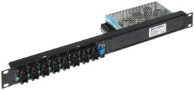 Wysokiej jakości profesjonalny 8-portowy patchpanel PoE z zasilaczem impulsowym, 48V 3,3A 160W, Rack 19” 1U, ZR48-158/POE-8