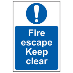 Scan 0158 Fire Escape Keep Clear - PVC 200 x 300mm