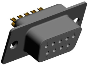 Złącze D-Sub 9-pinowe Żeński Kątowe Montaż na kablu raster 2.769mm Złoto