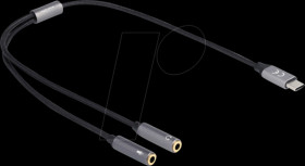 66616 Adapter, USB-C plug -> 2x jack socket, 24 bit, 96 kHz