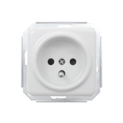 Gniazdo elektryczne ceramiczne kwadratowe bez ramki, montaż podtynkowy, kolor biały Ceramic Loft