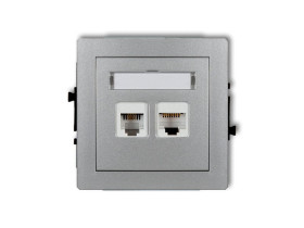 DECO Gniazdo telefoniczne 1xRJ11 + gniazdo komputerowe 1xRJ45 kat.5e 8-stykowy beznarzędziowe srebrny metalik 7DGTK KARLIK