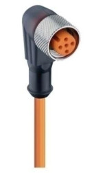 Kabel konfekcjonowany jednostronnie M12 5-PINowy złącze żeńskie kątowe samoblokujący gwint PVC pomarańczowy RKWT 5-56/2 M