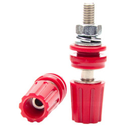 Zacisk labolatoryjny 40A M6 ABS6mm Czerwony, Gniazdo z izolatorem