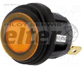 Przeł. kołys. podśw. okrągły ON-OFF żółt230V IP65