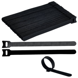 TruComponents 656408 Hook-and-loop cable tie 200mm x 12mm Blk 100pcs
