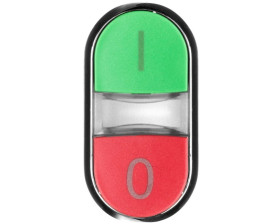 Napęd przycisku podwójnego 22mm zielony /I/ i czerwony wystający /O/ z podświetleniem metal IP69k Sirius ACT 3SU1051-3BB42-0AK0