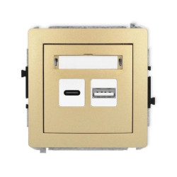 DECO Mechanizm ładowarki USB podwójnej USB C + USB A, 20W max., złoty 29DCUSB-8