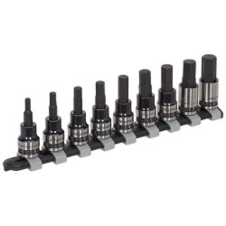 Sealey AK7986 Hex Key Socket Bit Set 9pc 3/8&quot;Sq Drive Metric Black