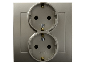 KIER Gniazdo podwójne z uziemieniem schuko satyna light GP-2WS/45 OSPEL
